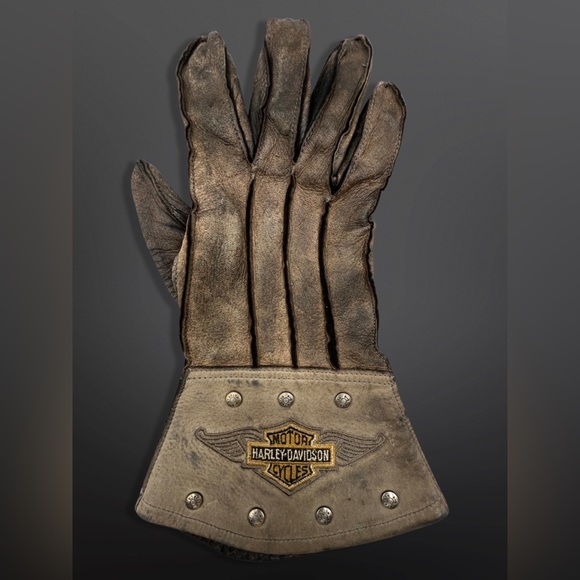 ⚡️HARLEY-DAVIDSON⚡️ Vintage Leather/Studded Guantlet Motorcycle Gloves - Picture 5 of 14